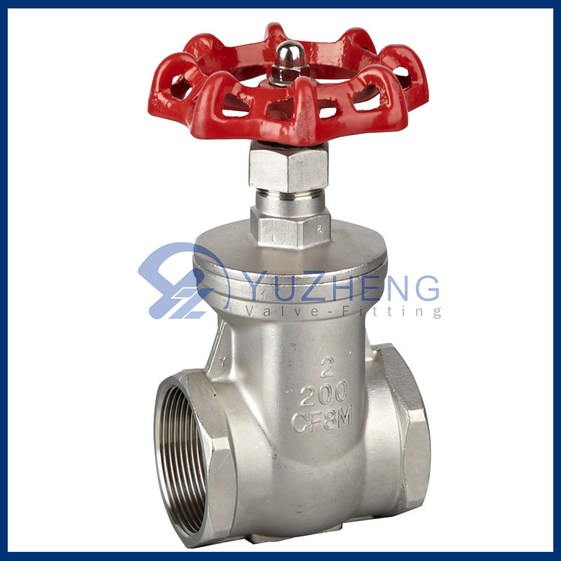 Thread Gate valve with Red handle wheel