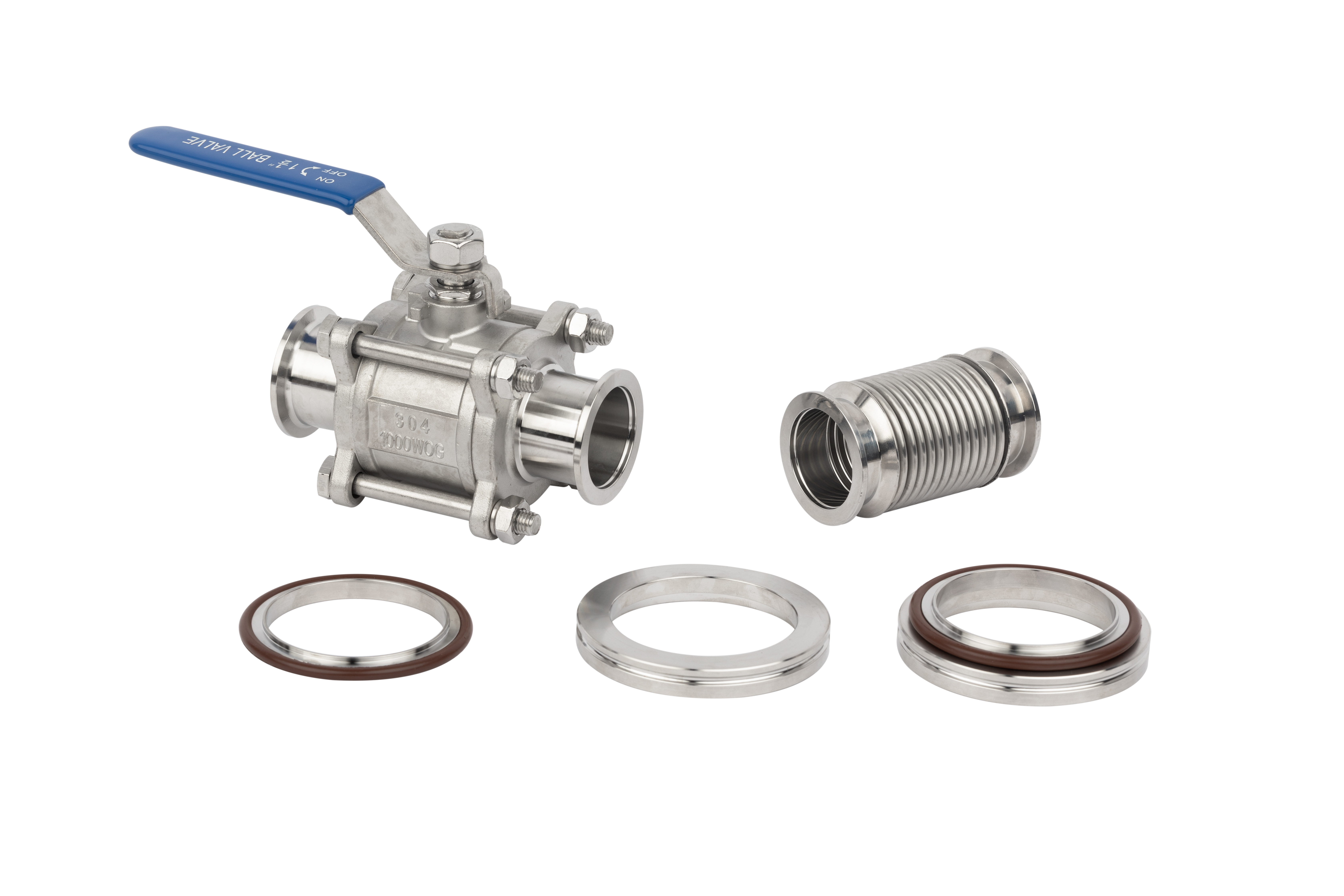 3PC Stainless Steel Clamp End Ball Valve