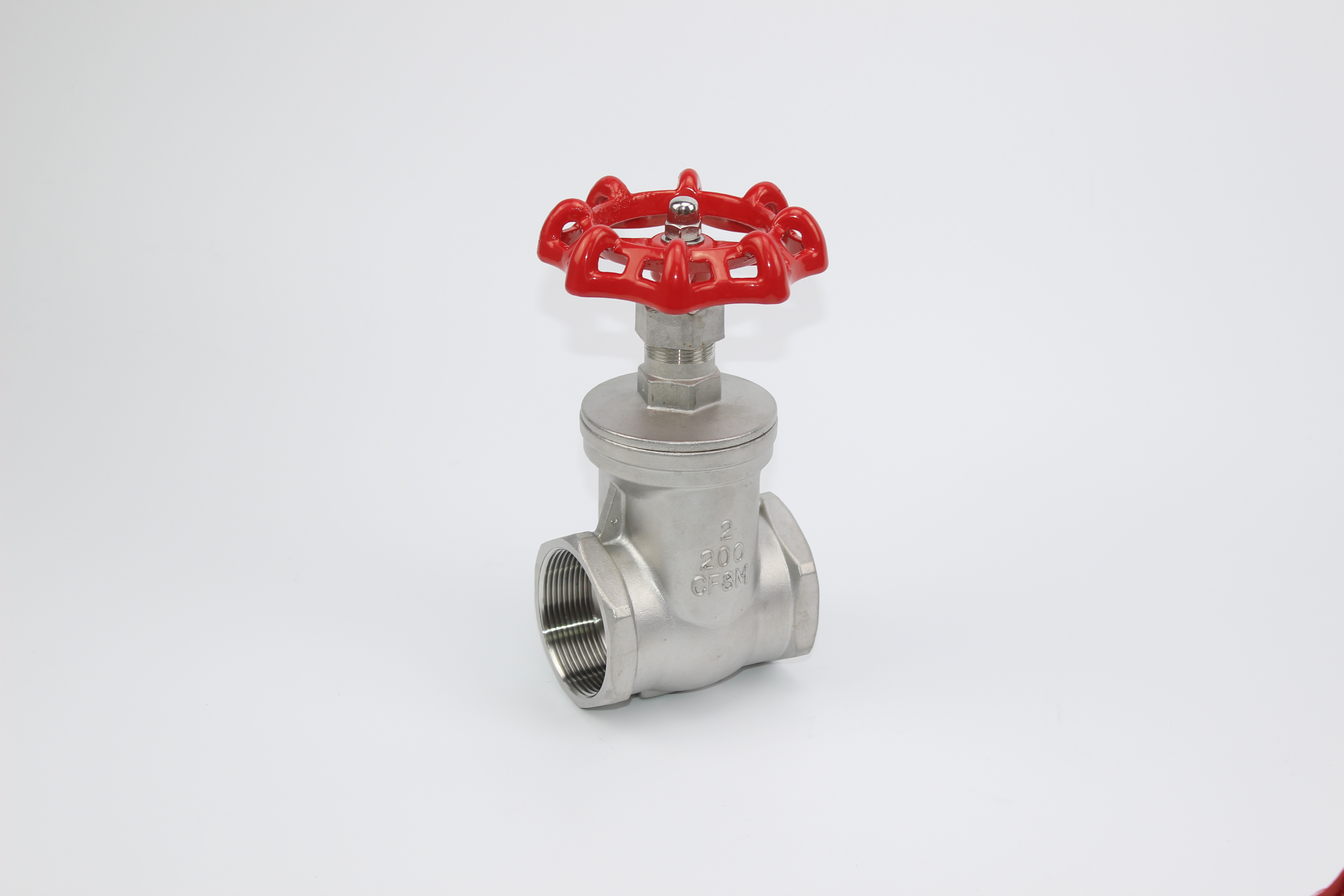 Thread Gate valve with Red handle wheel