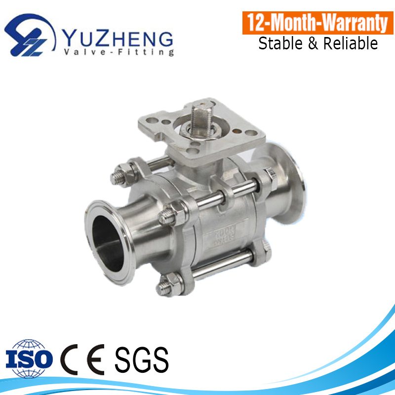 3PC Stainless Steel Ball Valve WIth Mounting Pad
