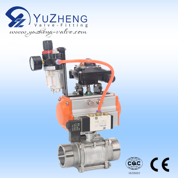 3PC Stainless Steel Thread Ball Valve With Actuator