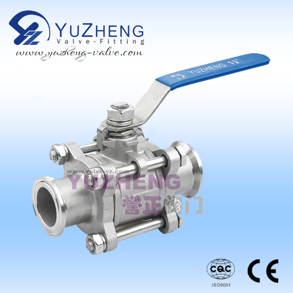 3PC Stainless Steel Clamp End Ball Valve With reset handle